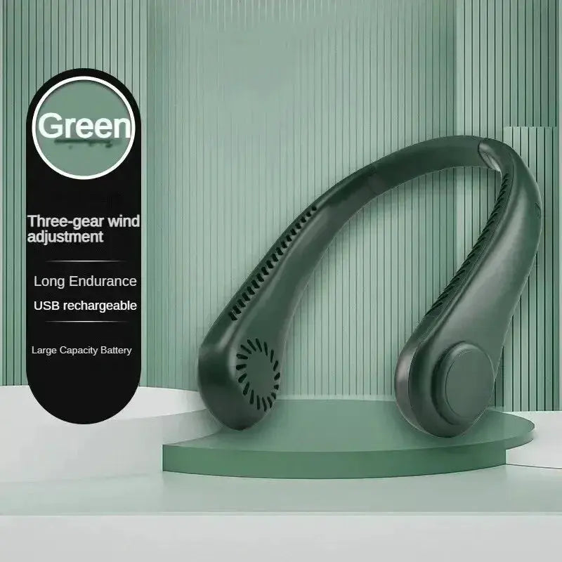 Portable Bladeless Neck Fan Rechargeable 3 Speed Cooling by All Mart Bristol Ltd