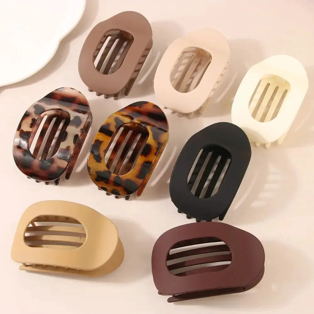 Fashion Oval Hair Claw Clip for Women New Design Leopard Matte Curved Flat Styling Barrettes Acrylic Lying Down Hair Accessories by All Mart Bristol Ltd