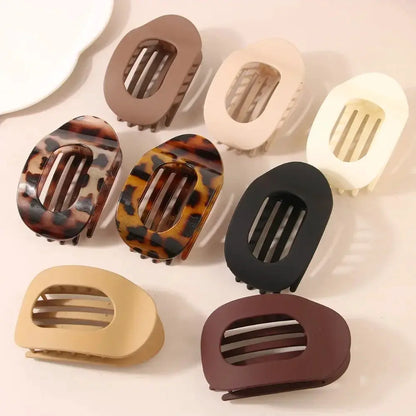 Fashion Oval Hair Claw Clip for Women New Design Leopard Matte Curved Flat Styling Barrettes Acrylic Lying Down Hair Accessories by All Mart Bristol Ltd