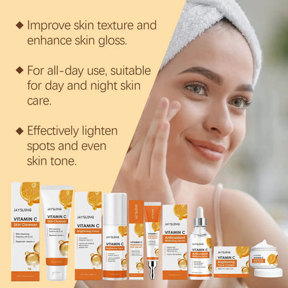 Vitamin C Skincare Set Face Whiten Cream Dark Spots Serum Cleaning Facial Cleanser Moisturizer Toner Firming Eye Cream Skin Care by All Mart Bristol Ltd