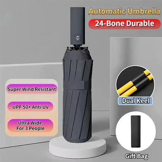 12 Bones Umbrella Windproof Double Layer Umbrella Fully Automatic Rain Umbrella for Men Women Luxury Business Parasol New by All Mart Bristol Ltd