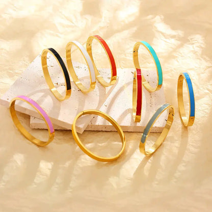 CARLIDANA Luxury Colorful Orange Enamel Bangles Bracelets for Women Party Gift Fashion Bangles Original Stainless Steel Jewelry by All Mart Bristol Ltd