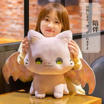 Cute Pink Japanese Sakura Cat Flying Wings Bat Plush Toy Stuffed Purple Bats Plushies for Birthday Gift by All Mart Bristol Ltd