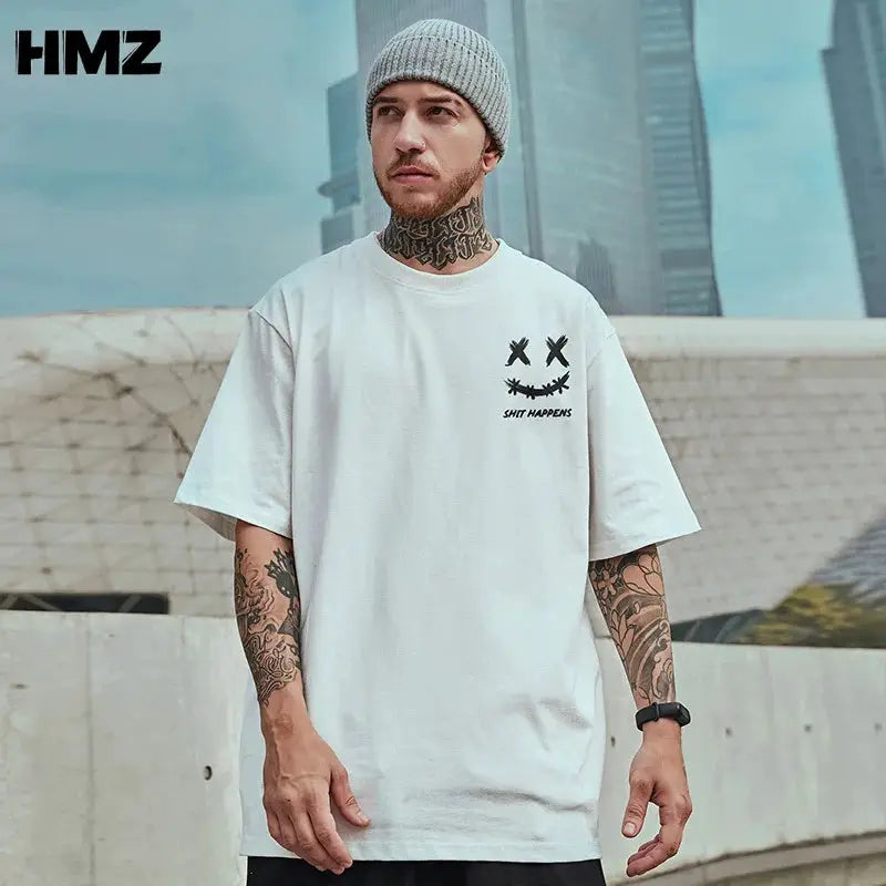 HMZ 2024 T Shirt Streetwear Men Oversized Hip Hop T-Shirt Print Harajuku Tshirt Summer Short Sleeve Cotton Loose Tops Tees Men by All Mart Bristol Ltd