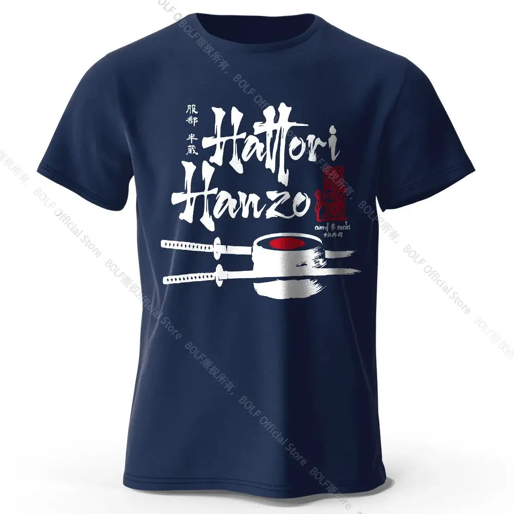 Men's Hattori Hanzo Printed T-Shirt 100% Cotton Oversized Ninja Graphic Tees for Women Summer Tops Samurai Streetwear by All Mart Bristol Ltd