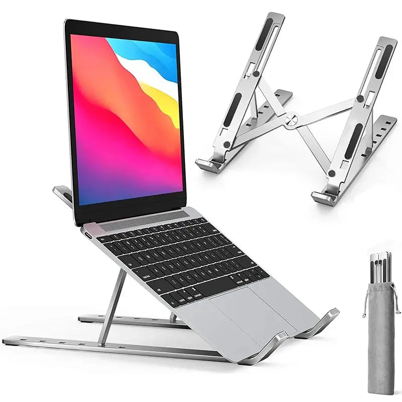 Aluminum Alloy Laptop Holder Stand Adjustable Foldable Portable for Notebook Computer Bracket Lifting Cooling Holder Non-slip by All Mart Bristol Ltd