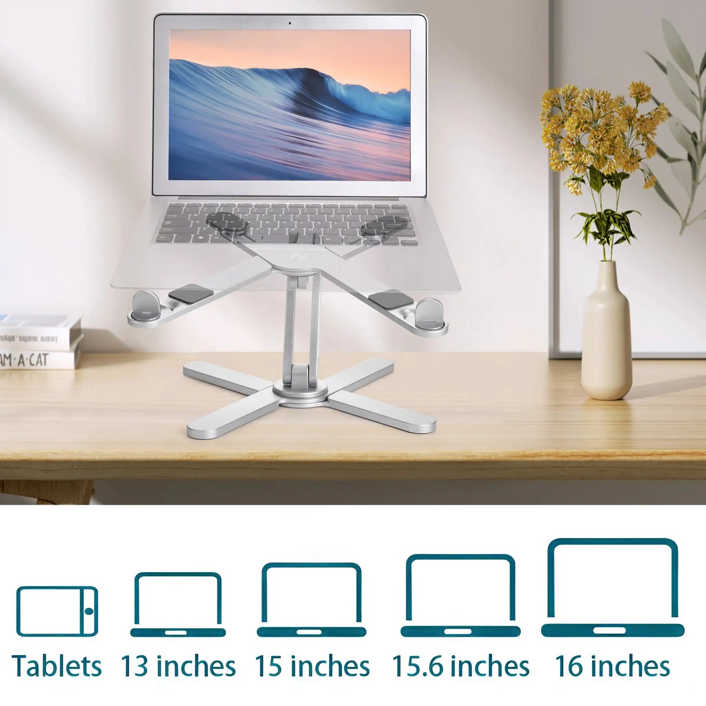 Foldable Laptop Stand 360°Rotation Notebook Table Adjustable Aluminum Alloy Holder Portable X Type Bracket for 10-17 inch Laptop by All Mart Bristol Ltd