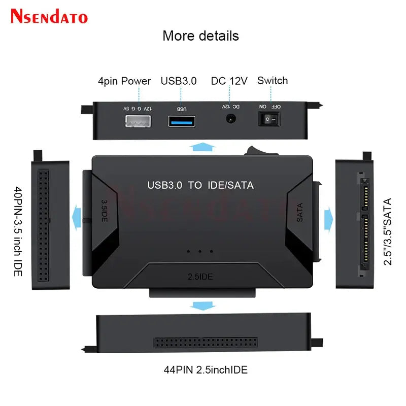 2.5 3.5 Hard Disk Universal Adapter USB3.0 USB 3.0 Data Transfer to SATA IDE Combo External Converter for Optical Drive HDD SSD by All Mart Bristol Ltd