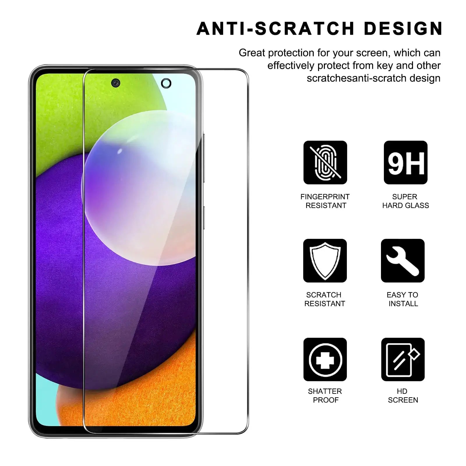 Screen Protector For Galaxy A52s 5G Samsung Tempered Glass High Aluminum 9H HD Clear Transparent Case Friendly by All Mart Bristol Ltd