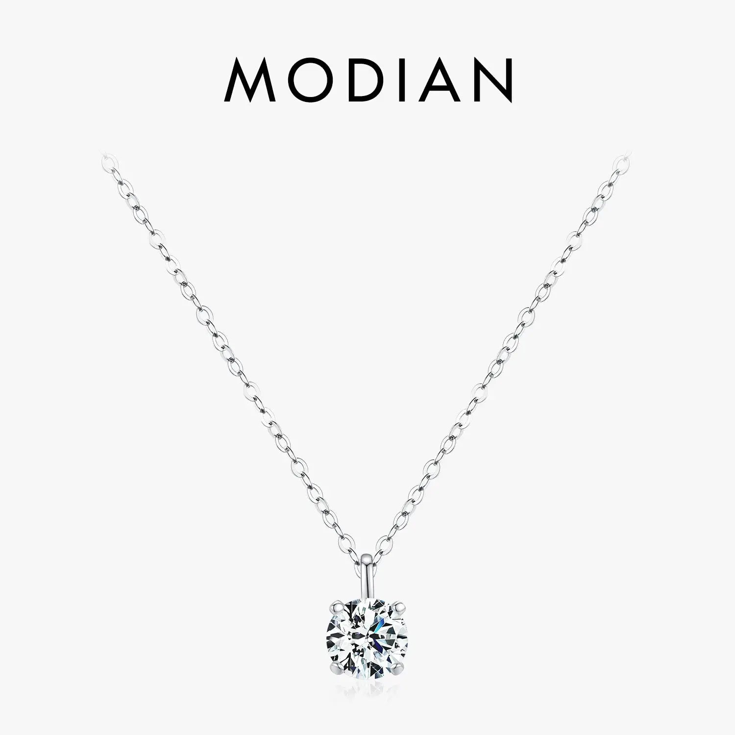 MODIAN 1CT Prong Setting Moissanite Necklace D color VVS1 Lab Diamond Pendant For Women 925 Sterling Silver Wedding Jewelry by All Mart Bristol Ltd