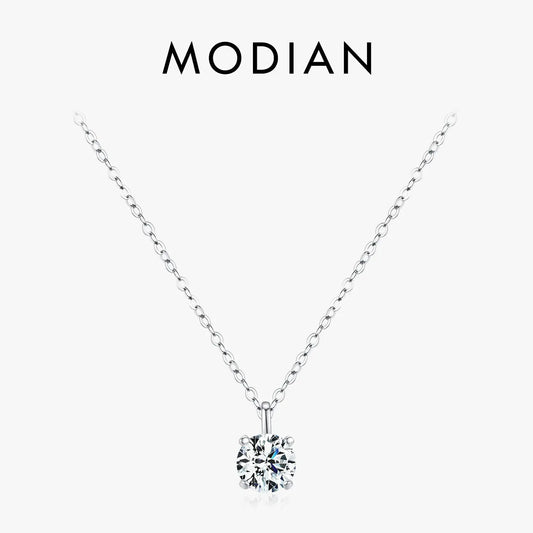 MODIAN 1CT Prong Setting Moissanite Necklace D color VVS1 Lab Diamond Pendant For Women 925 Sterling Silver Wedding Jewelry by All Mart Bristol Ltd