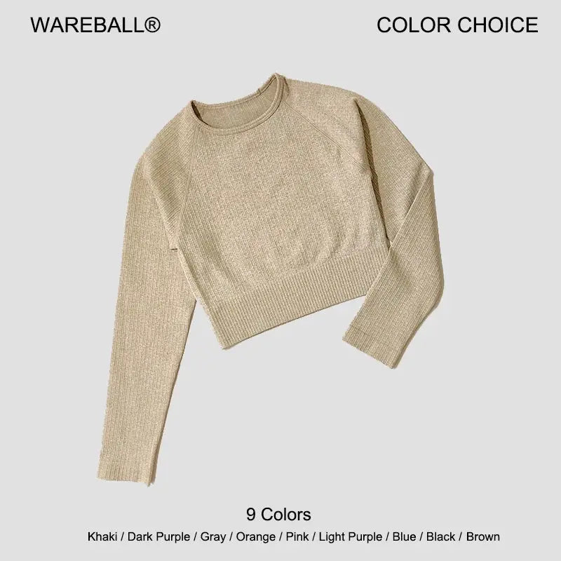 Yoga Sports Crop Top Long Sleeve Gym Women's Seamless T-shirt Fitness Woman Sport T-shirt Workout Tops For Women's Sportswear by All Mart Bristol Ltd