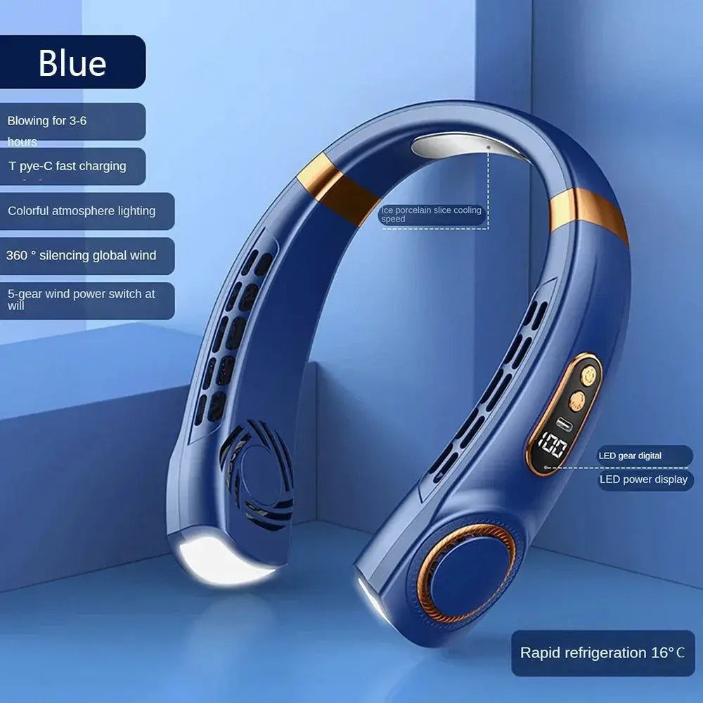 Portable Bladeless Neck Fan with LED Digital Display by All Mart Bristol Ltd
