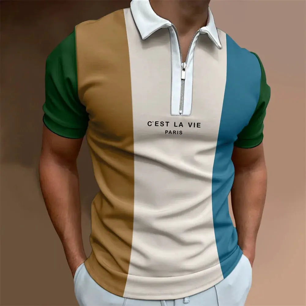 Men's Tops Polo Golf Men's King Print T Shirt High Quality Turndown Short Sleeve Zipper Pullover Original Golf Wear Men Clothing by All Mart Bristol Ltd