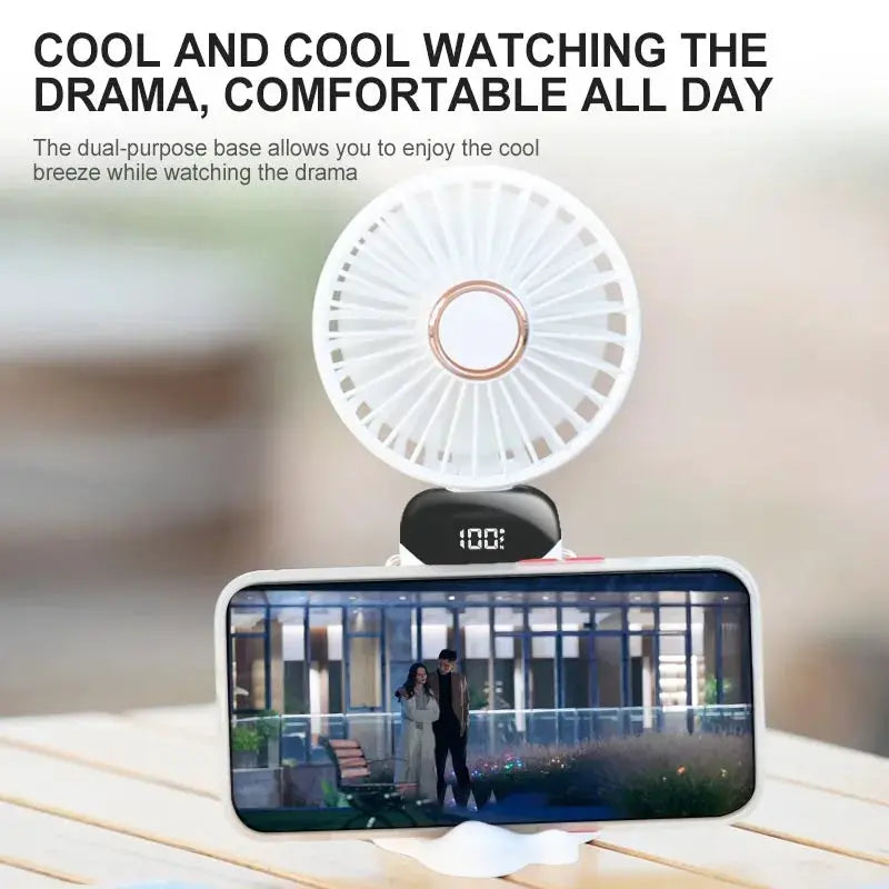 2024 New 1800mAh Portable Fan Rechargeable 90° Foldable Fan Mini Air Conditioner Small Fan Air Cooler with LED Digital Display by All Mart Bristol Ltd