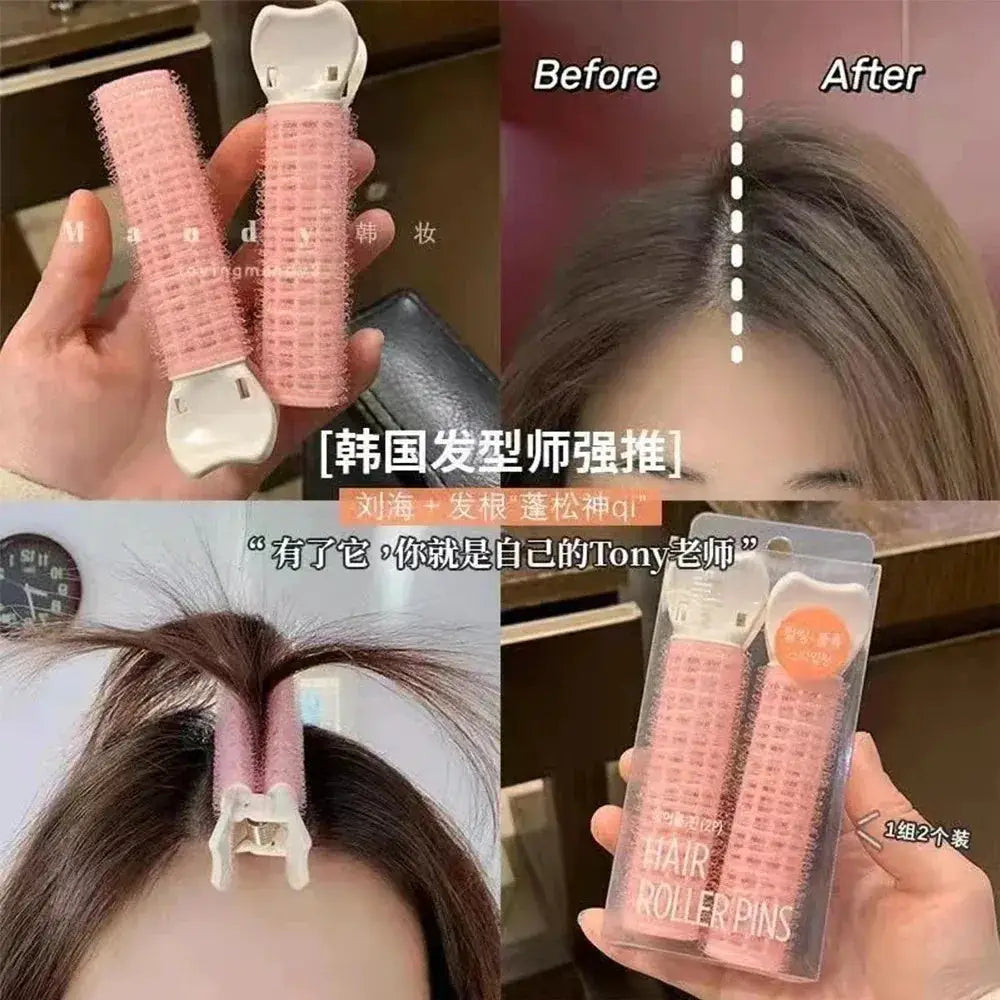 2Pcs Bangs Hair Root Fluffy Hair Clips Lazy Hair Top Styling Curling Barrel Portable Korean Hair Clips Hair Rollers by All Mart Bristol Ltd