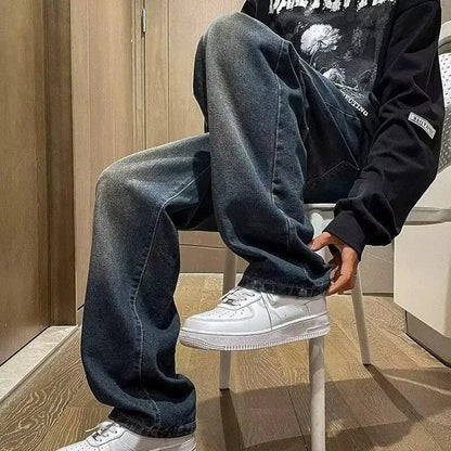 Fashion Men Straight Leg Work Wear Jeans Male Classic Vintage Outside Casual Denim Pants Daily Simple Streetwear Denim Trousers by All Mart Bristol Ltd