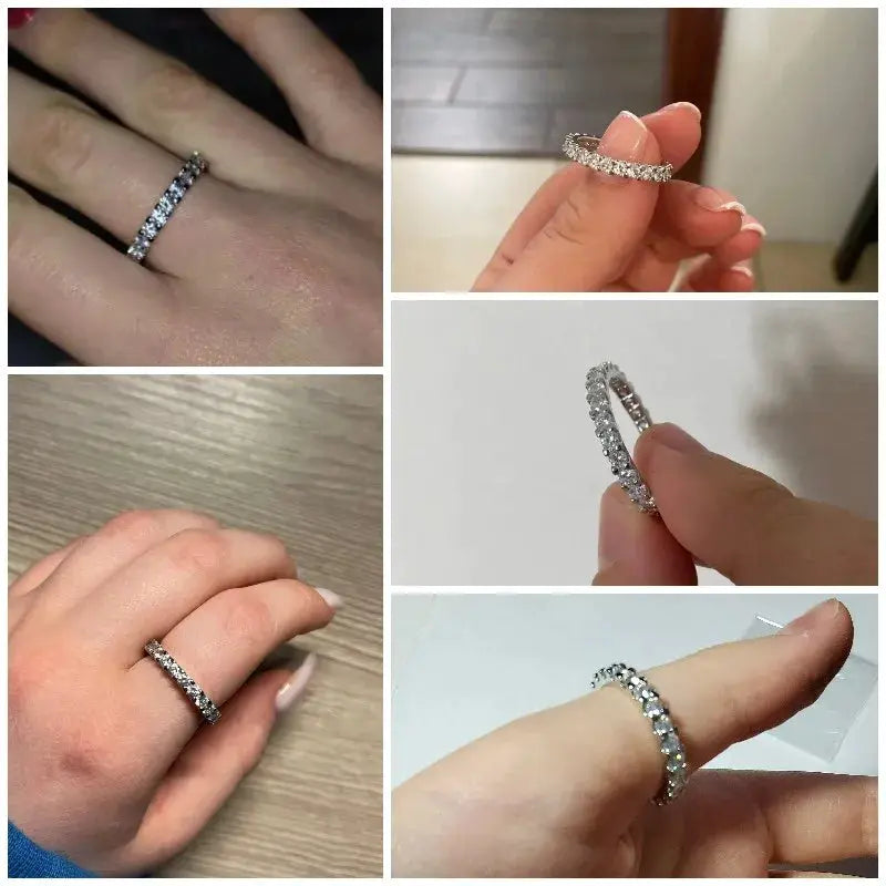 Huitan Fashion Contracted Women's Ring Thin Full Paved Round CZ Versatile Girls Accessories Daily Wear Party Statement Jewelry by All Mart Bristol Ltd
