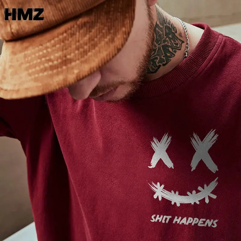 HMZ 2024 T Shirt Streetwear Men Oversized Hip Hop T-Shirt Print Harajuku Tshirt Summer Short Sleeve Cotton Loose Tops Tees Men by All Mart Bristol Ltd