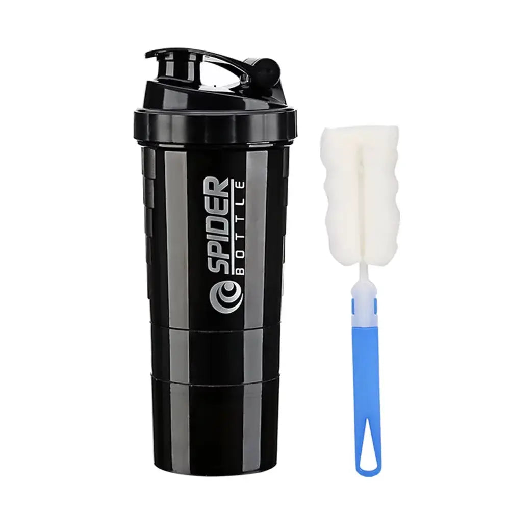 3 Layers Shaker Protein Bottle Powder Shake Cup Water Bottle Plastic Mixing Cup Body Building Exercise Bottle by All Mart Bristol Ltd
