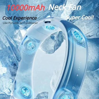 Portable 10000mAh Rechargeable Neck Fan with Five Core Cooling by All Mart Bristol Ltd