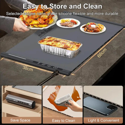 Foldable Silicone Electric Food Warming Tray for Dining Tables by All Mart Bristol Ltd
