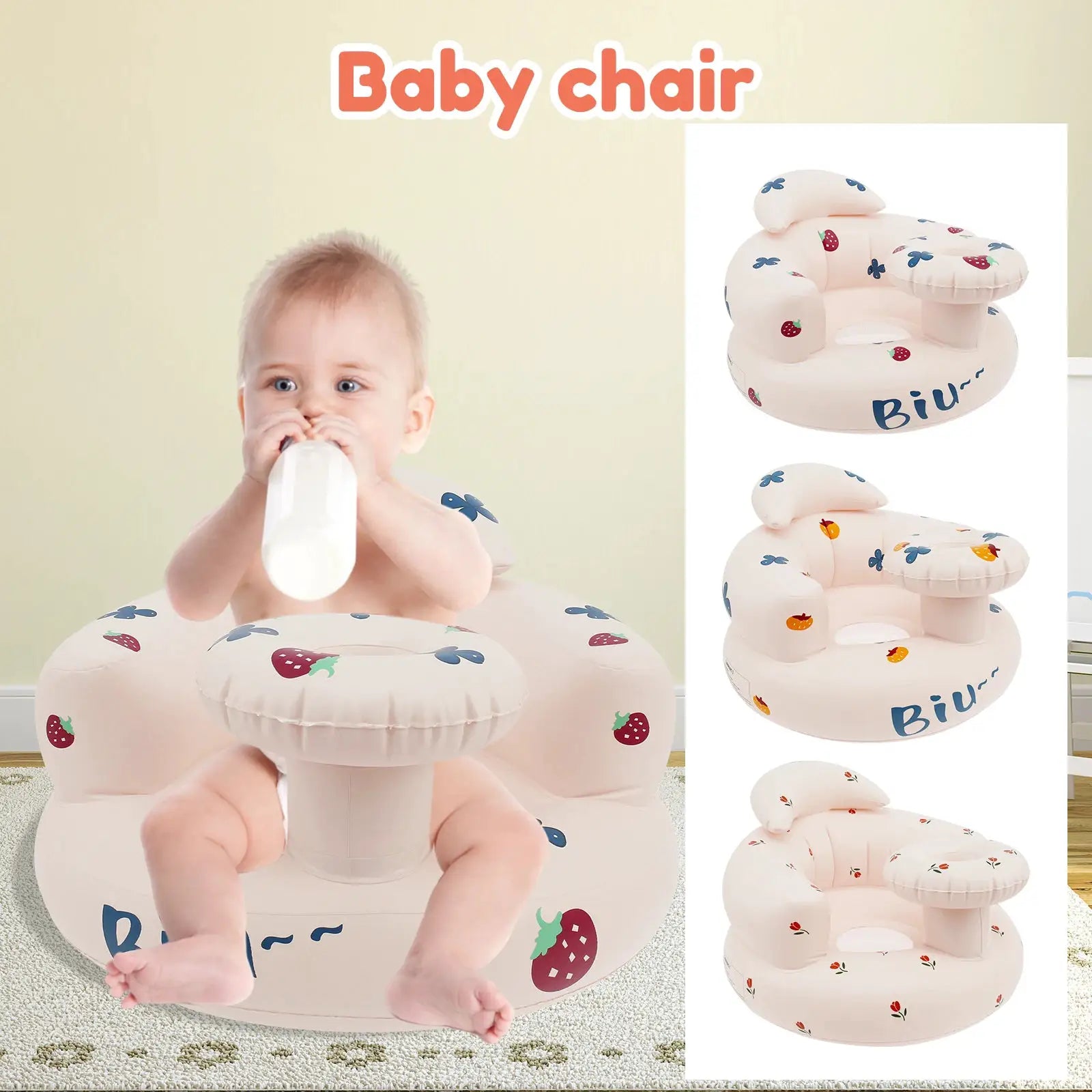 Inflatable Baby Chair Portable Baby Sofa Breathable Inflatable Baby Chair PVC Multifunctional Seat Practice Sitting Bath Stool by All Mart Bristol Ltd