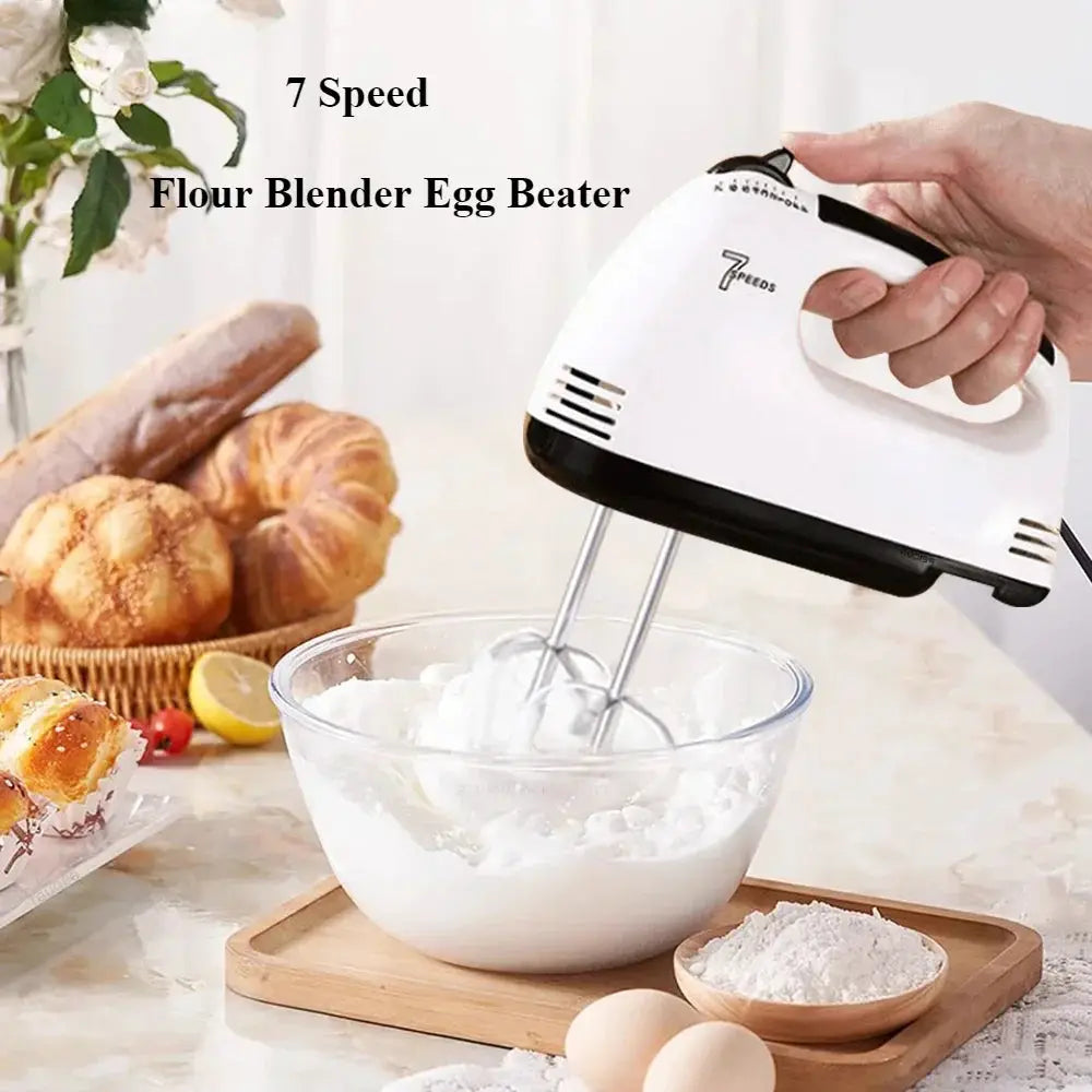 Handheld Electric Egg Beater, Household Automatic Mixer, Handheld Food Cake Bread Baking Dough Mixer, 7-speed Cream Blender by All Mart Bristol Ltd