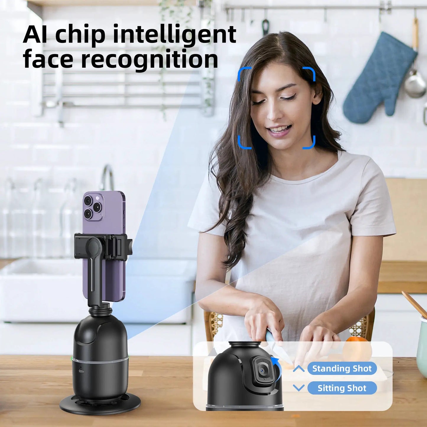 P03 Stabilizer 360°Auto Smart Face Tracking AI Gimbal Desktop Cell Phone Holder Tripod For Camera Smartphone Video Vlog Live by All Mart Bristol Ltd