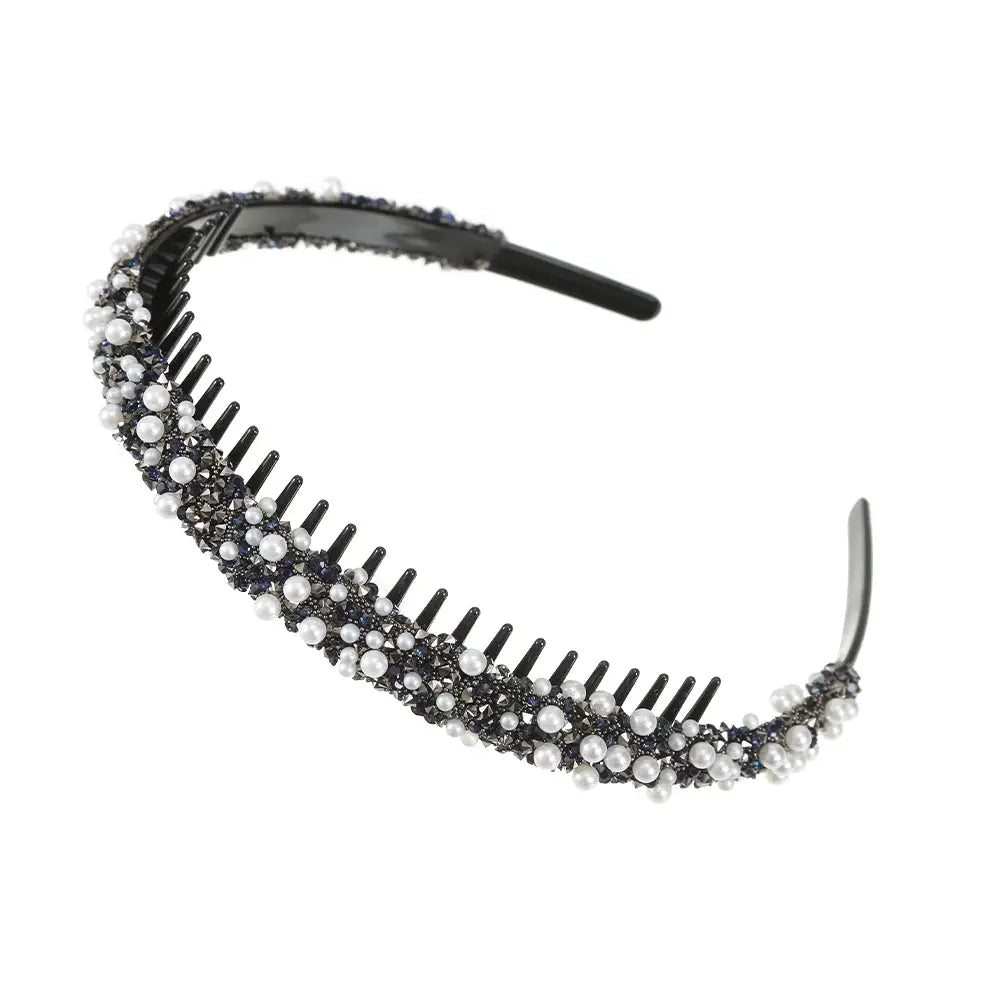 AWAYTR Women Pearl Rhinestones Antislip Hairband For With Teeth Hair Band Headband Hair Hoop Bezel Fashion Hair Accessories by All Mart Bristol Ltd