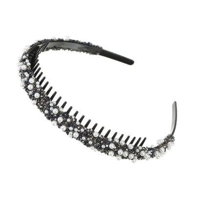 AWAYTR Women Pearl Rhinestones Antislip Hairband For With Teeth Hair Band Headband Hair Hoop Bezel Fashion Hair Accessories by All Mart Bristol Ltd