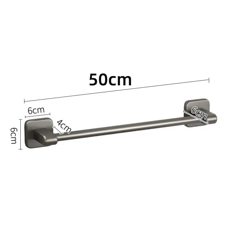 Bathroom Towel Holder Without Drilling Bathroom Black Towel Rack Towel Bar Self-Adhesive Bathroom Towel Rack Towel Rail by All Mart Bristol Ltd