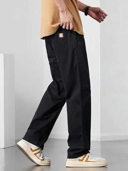 Straight Casual Cargo Pants Men Wide Leg Brown Long Cargo Business Work Trousers Drawstring Baggy Sweatpants Male by All Mart Bristol Ltd