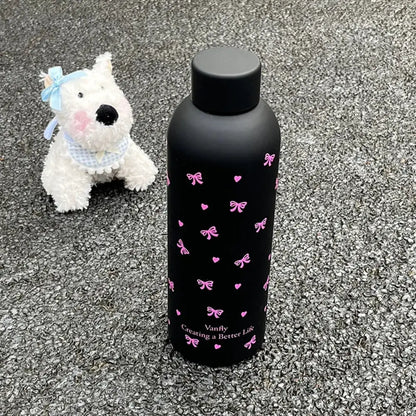 500ml Insulated Cup Stainless Steel Bowknot Dachshund Water Bottle Double Wall Small-mouth Travel Insulated Flask Daily Travel by All Mart Bristol Ltd
