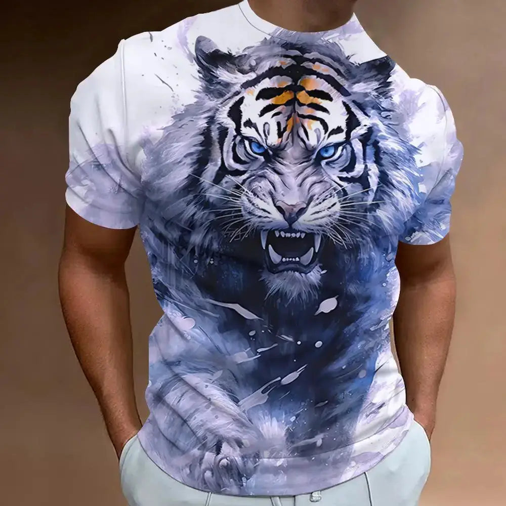 New Tiger Men's T-shirt 3D Printing Animal Pattern Short Sleeve Men's Apparel Summer Fashion T-shirt Fashion Round Neck Top by All Mart Bristol Ltd