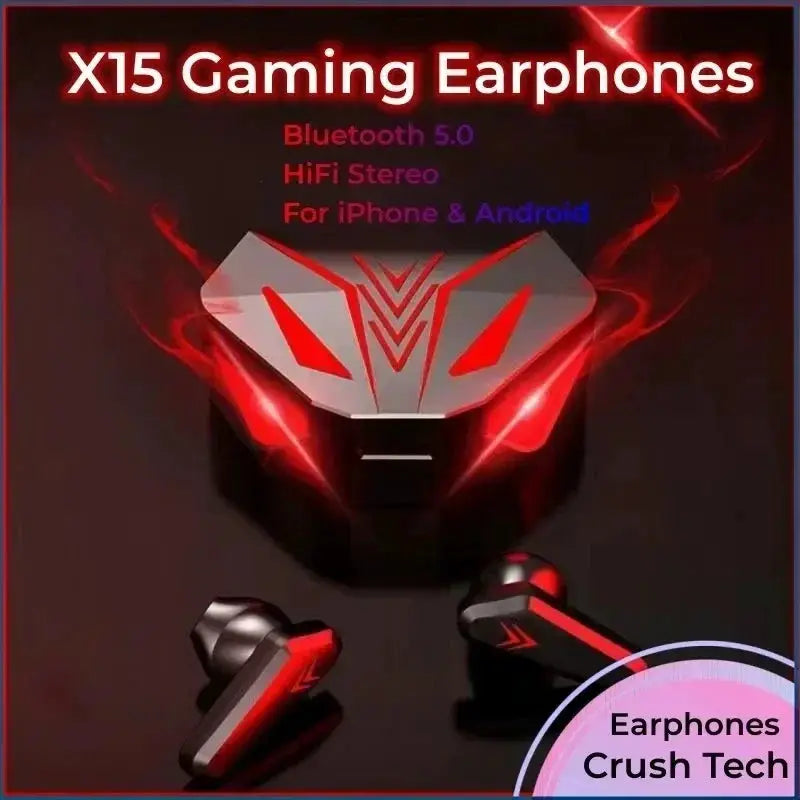 TWS X15 Earphones Bluetooth Wireless Gamer Headphones 65ms Low Latency Earbuds Fone Gamer Headset Gamer with Mic by All Mart Bristol Ltd