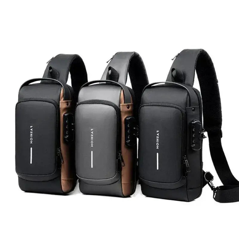 Men Anti Theft Chest Bag Shoulder Bags USB Charging Crossbody Package School Short Trip Messengers Bags Men's Oxford Sling Pack by All Mart Bristol Ltd