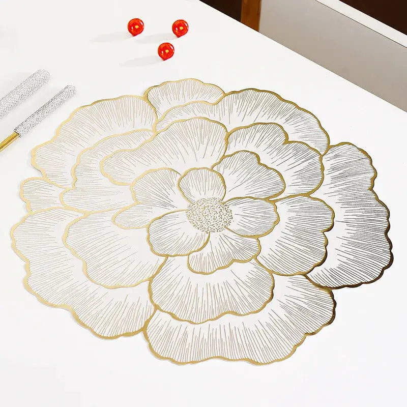 NEW Arrival PVC Flower Placemat Dining Decorative Heat Resistant Table Pad Coasters Home Party Wedding Christmas by All Mart Bristol Ltd