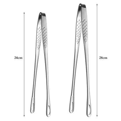 2Pcs Kitchen Tongs Barbecue Grill Tongs Stainless Steel Cooking Tweezers Chef Food Meat Tongs Clip BBQ Tools Kitchen Accessories by All Mart Bristol Ltd