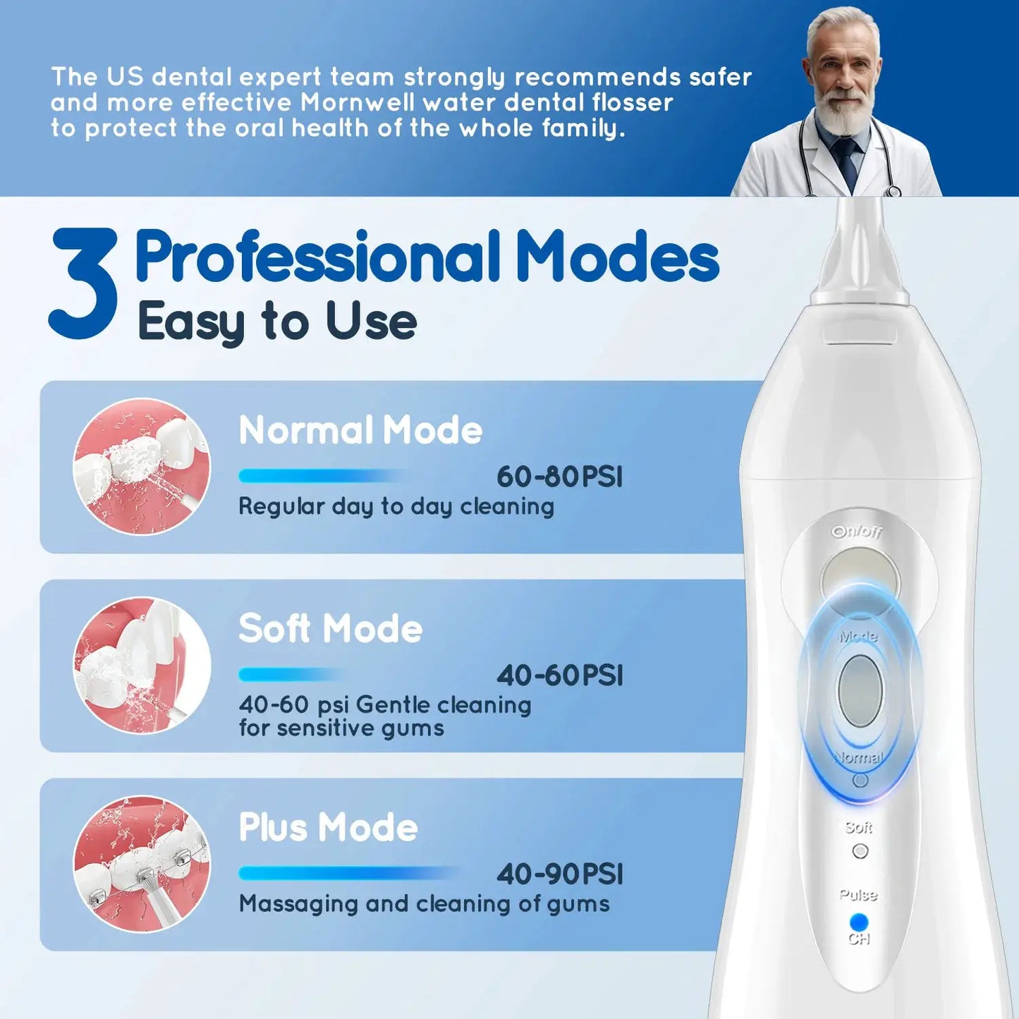 D52 Portable Cordless Water Flosser USB Rechargeable Water Jet Floss Tooth Pick 4 Jet Tip 300ml 3 Modes Teeth Clean for Travel by All Mart Bristol Ltd