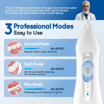 D52 Portable Cordless Water Flosser USB Rechargeable Water Jet Floss Tooth Pick 4 Jet Tip 300ml 3 Modes Teeth Clean for Travel by All Mart Bristol Ltd