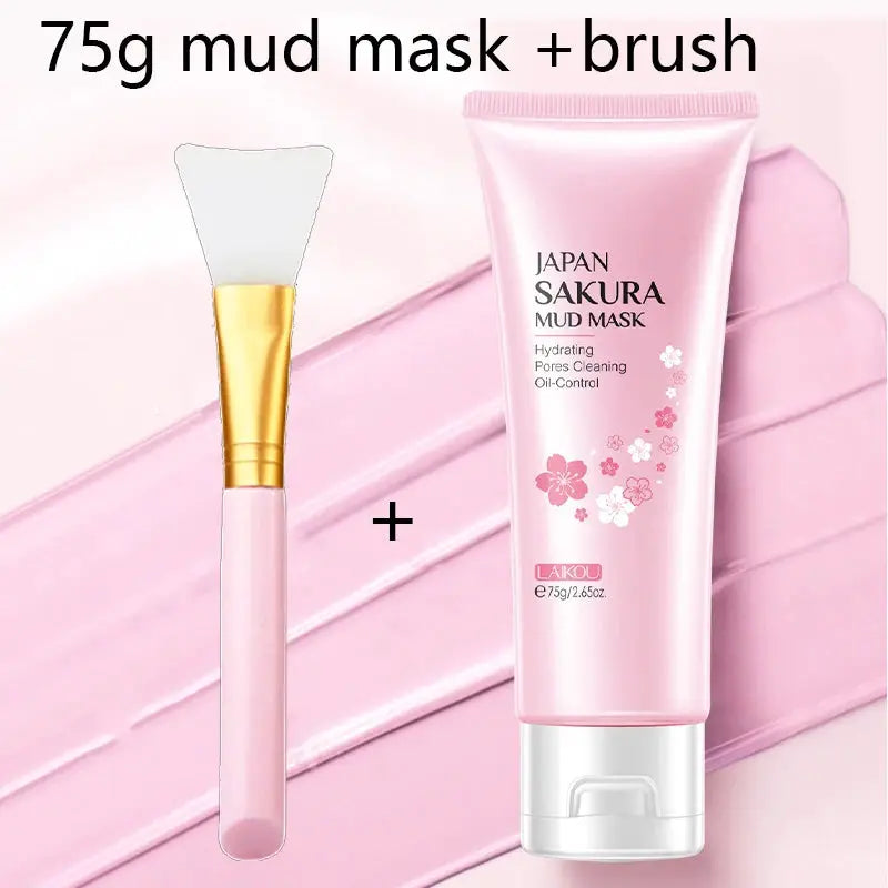 LAIKOU Japan Sakura Clay Mask Deep Cleansing Skin Mud Korean Face Mask Oil Control Shrink Pores Skin Care 80g by All Mart Bristol Ltd