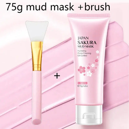 LAIKOU Japan Sakura Clay Mask Deep Cleansing Skin Mud Korean Face Mask Oil Control Shrink Pores Skin Care 80g by All Mart Bristol Ltd