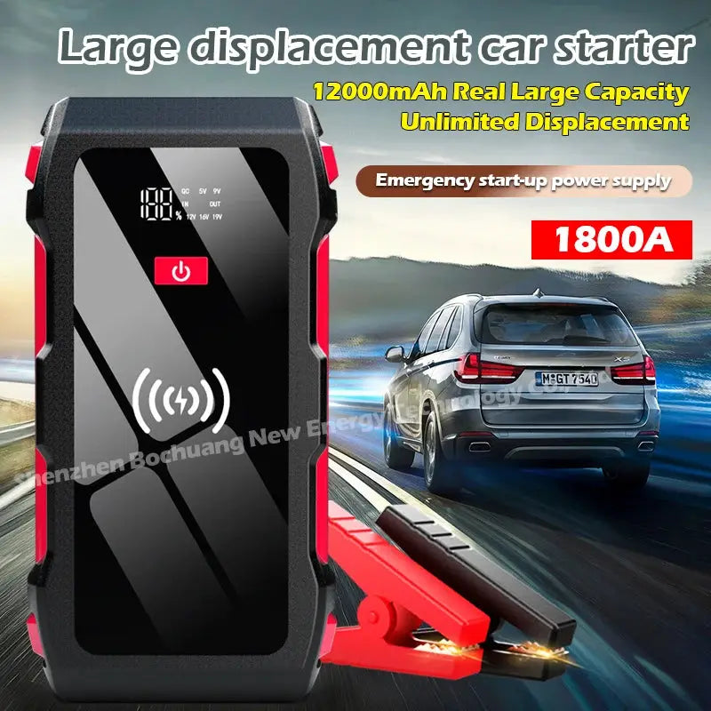 12000mAh Power Bank 1800A 12V Car Battery Jump Starter Portable Charger Car Booster Auto Starting Device Emergency Starter by All Mart Bristol Ltd