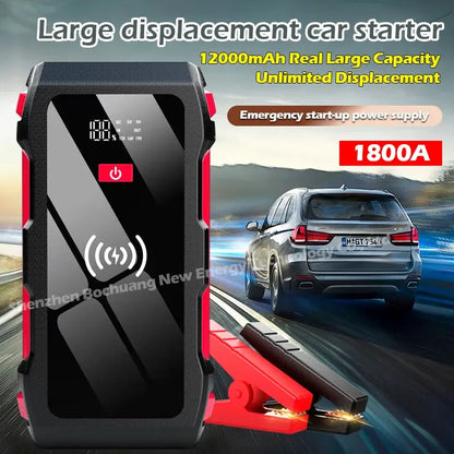 12000mAh Power Bank 1800A 12V Car Battery Jump Starter Portable Charger Car Booster Auto Starting Device Emergency Starter by All Mart Bristol Ltd