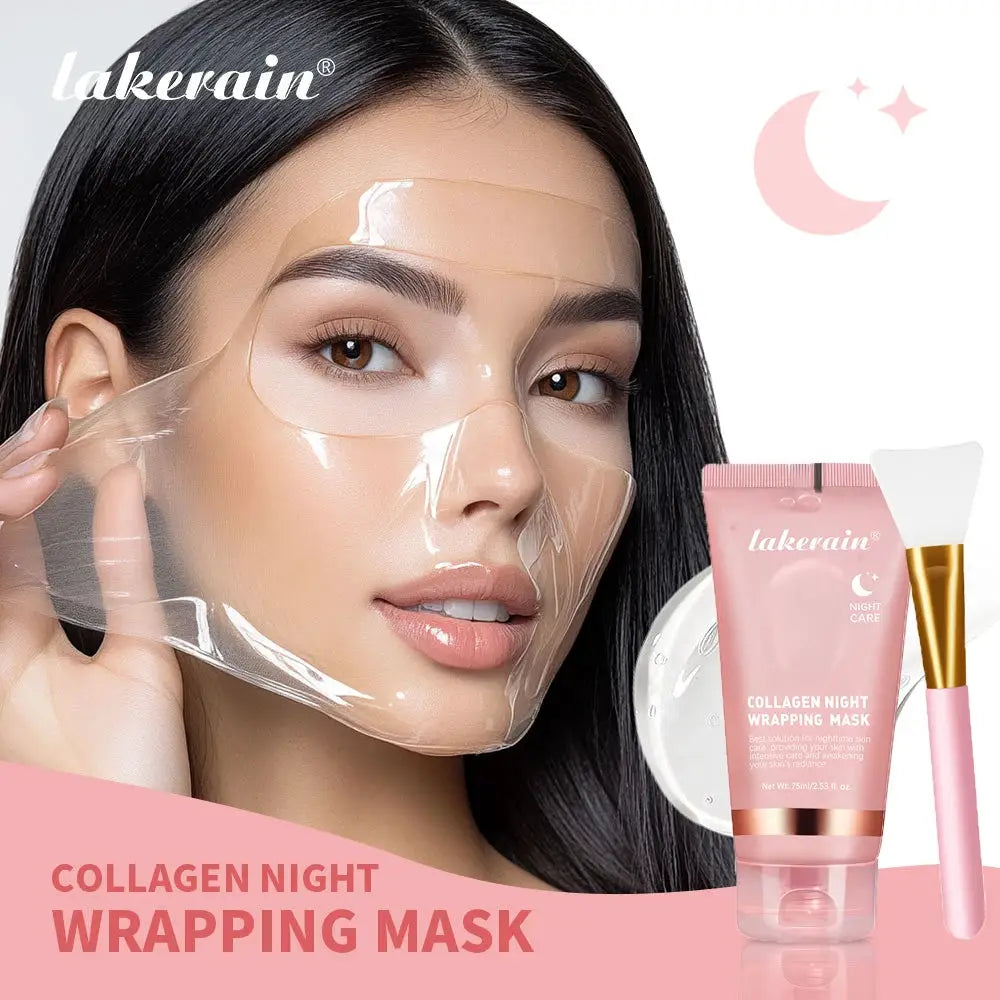 Collagen Wrapping Mask And Brush Set Rejuvenation Moisturize Brightening Korean Face Mask Make Glowy Skin Elasticity Facial Mask by All Mart Bristol Ltd