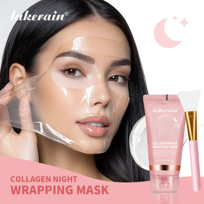 Collagen Wrapping Mask And Brush Set Rejuvenation Moisturize Brightening Korean Face Mask Make Glowy Skin Elasticity Facial Mask by All Mart Bristol Ltd