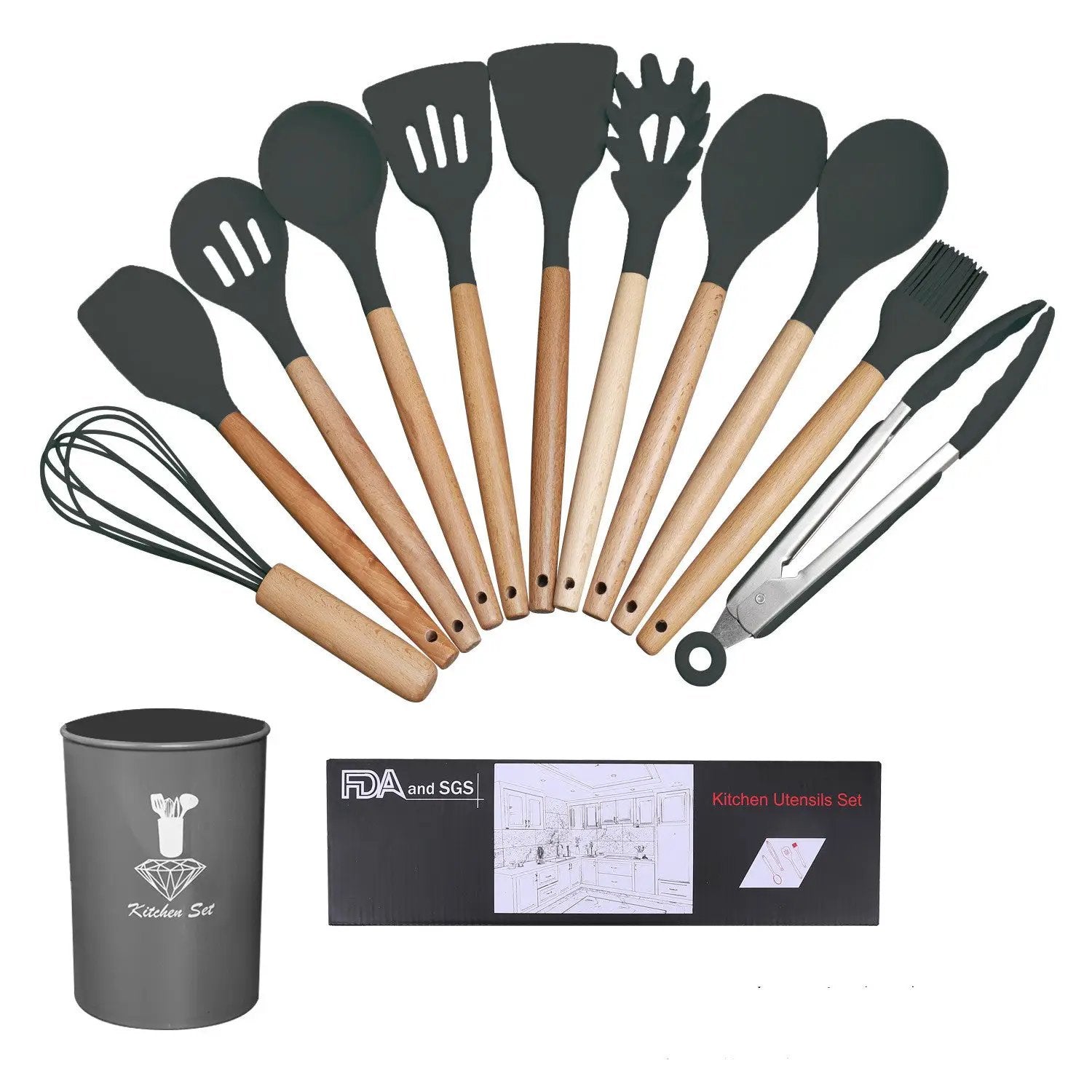 Silicone Kitchen Utensils Set by Cashymart