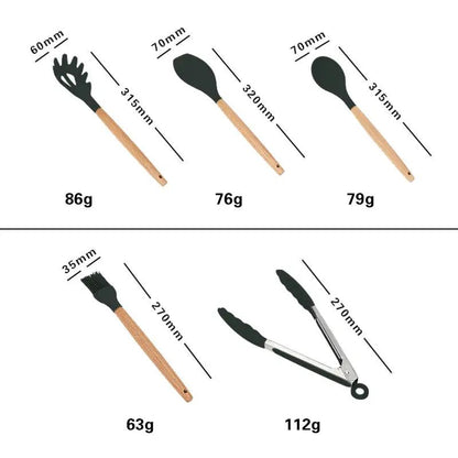 Silicone Kitchen Utensils Set by Cashymart