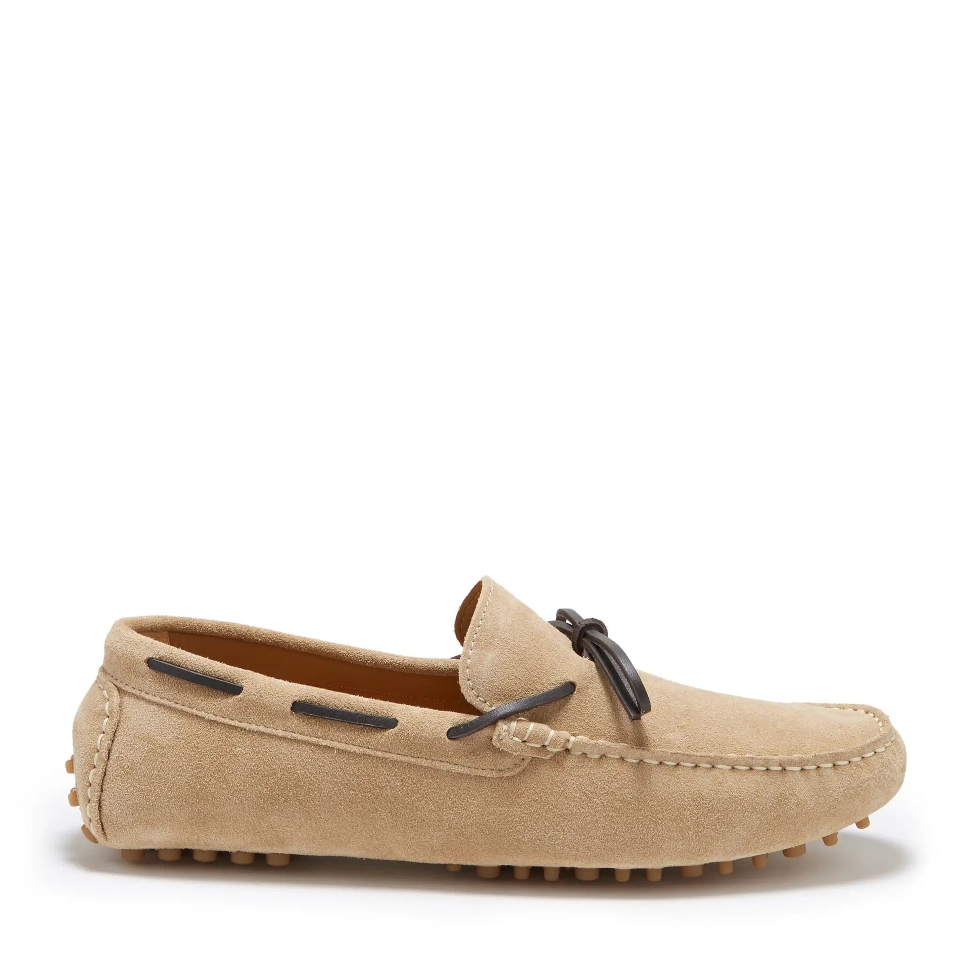 Laced Driving Loafers, taupe suede by Hugs & Co.